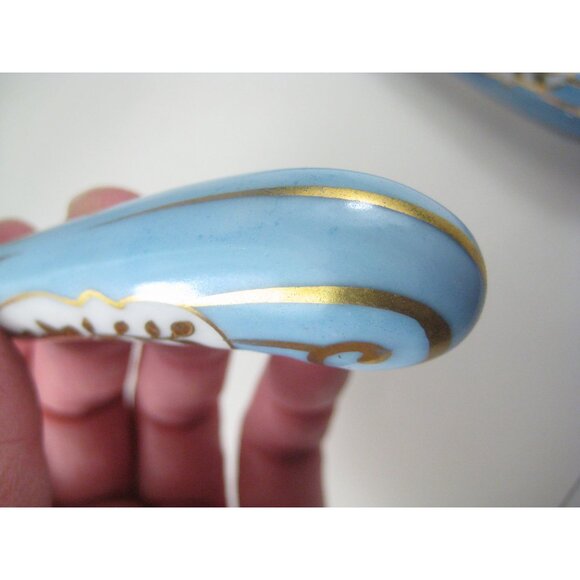 Decorative Cheese Knife Spoon Set Blue Gold Porcelain Handles Serving Utensils - Picture 7 of 9